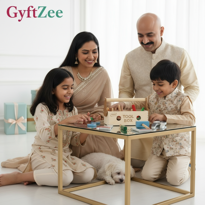 Wooden Tool Box Set for Kids | 7-Piece Pretend Play Construction Kit | Safe, Educational Toy for Ages 3+