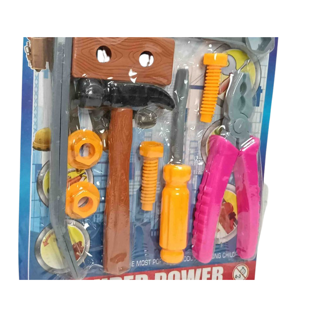 (Random color) Kids Plastic Tool Set – Safe & Durable Pretend Play DIY Kit for Kids