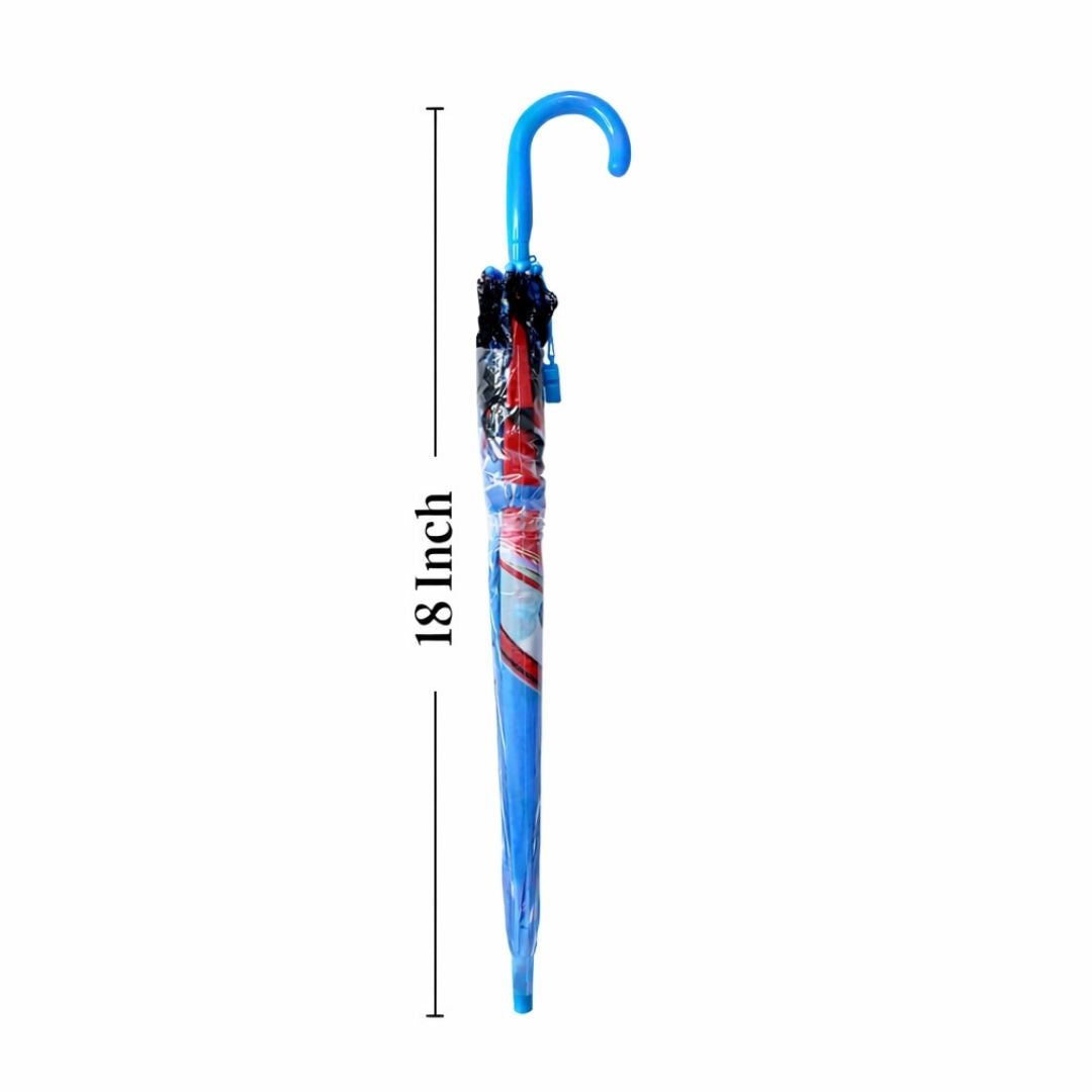 Blue umbrella with a measurement label indicating 18 inches on a white background
