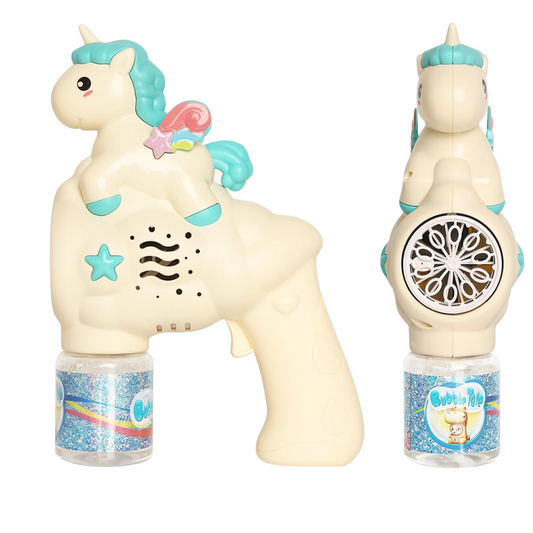 (1 pcs, random color) Unicorn Bubble Gun With 1 Bottle Bubble Refill Solution