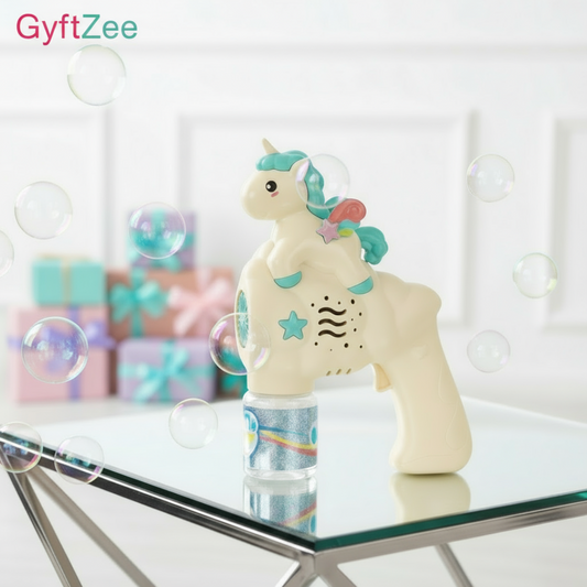 (1 pcs, random color) Unicorn Bubble Gun With 1 Bottle Bubble Refill Solution