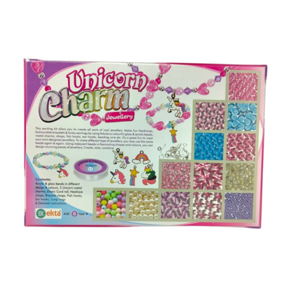 [Random design, 1 pencil included] | Unicorn Charm Jewellery DIY kids kit | Create Magical Necklaces & Bracelets