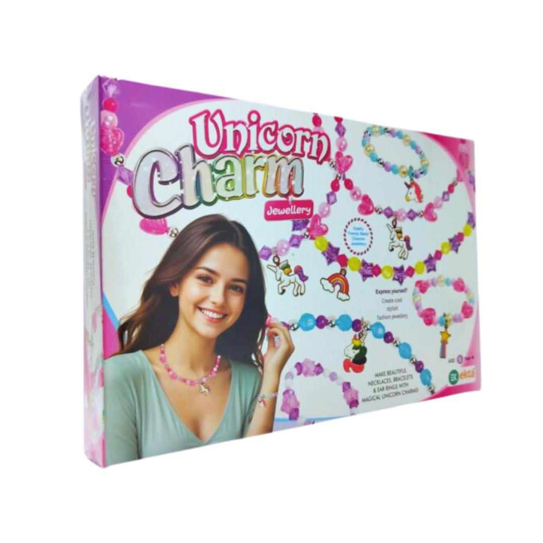 [Random design, 1 pencil included] | Unicorn Charm Jewellery DIY kids kit | Create Magical Necklaces & Bracelets