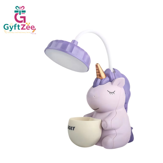 Kids Unicorn Desk Lamp with Pencil Holder | Rechargeable LED Light for Study & Decor