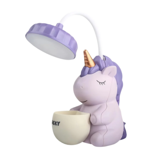 Kids Unicorn Desk Lamp with Pencil Holder | Rechargeable LED Light for Study & Decor