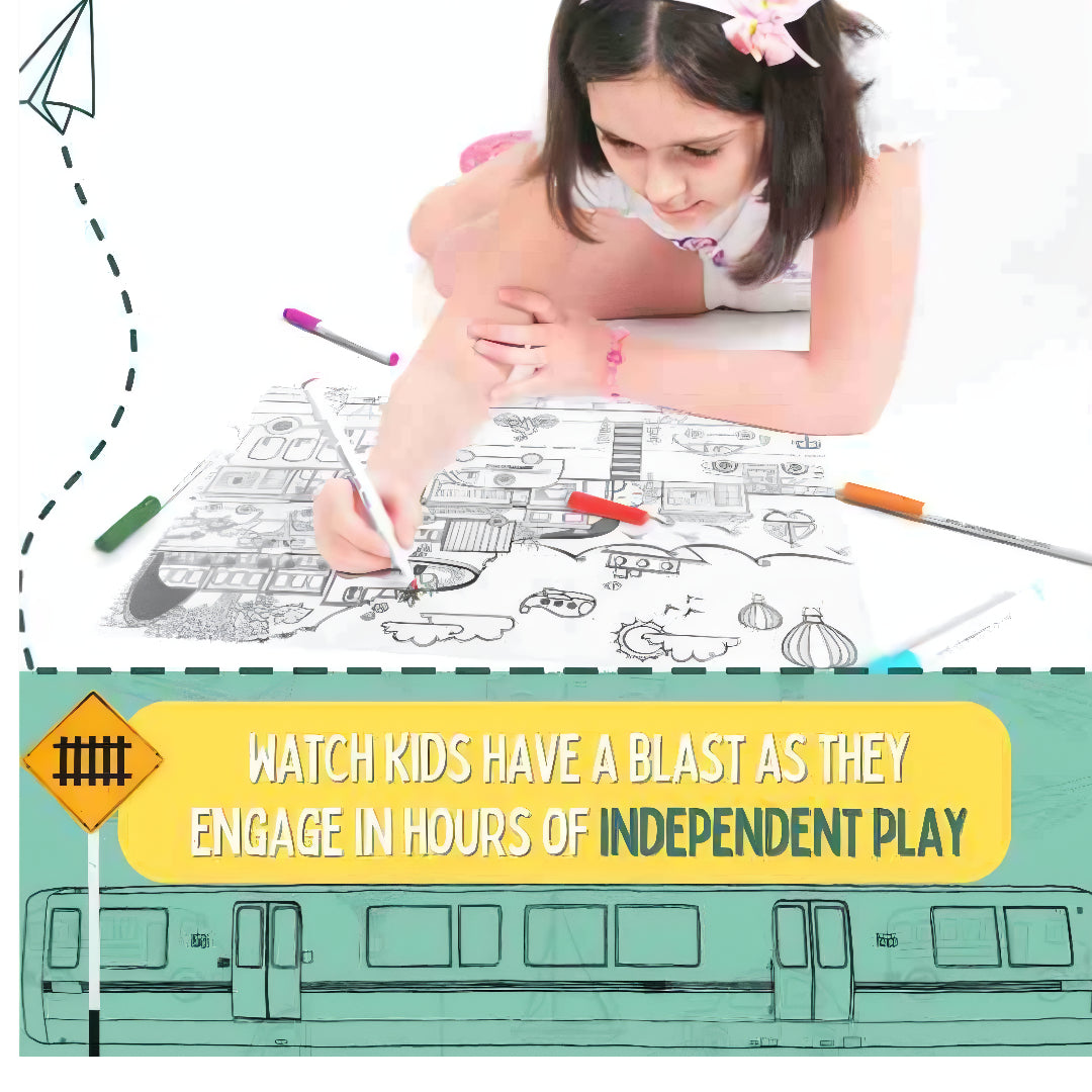 Vehicle Design Reusable Doodle Table Mat for Kids – DIY Color Painting & Drawing Activity Toy