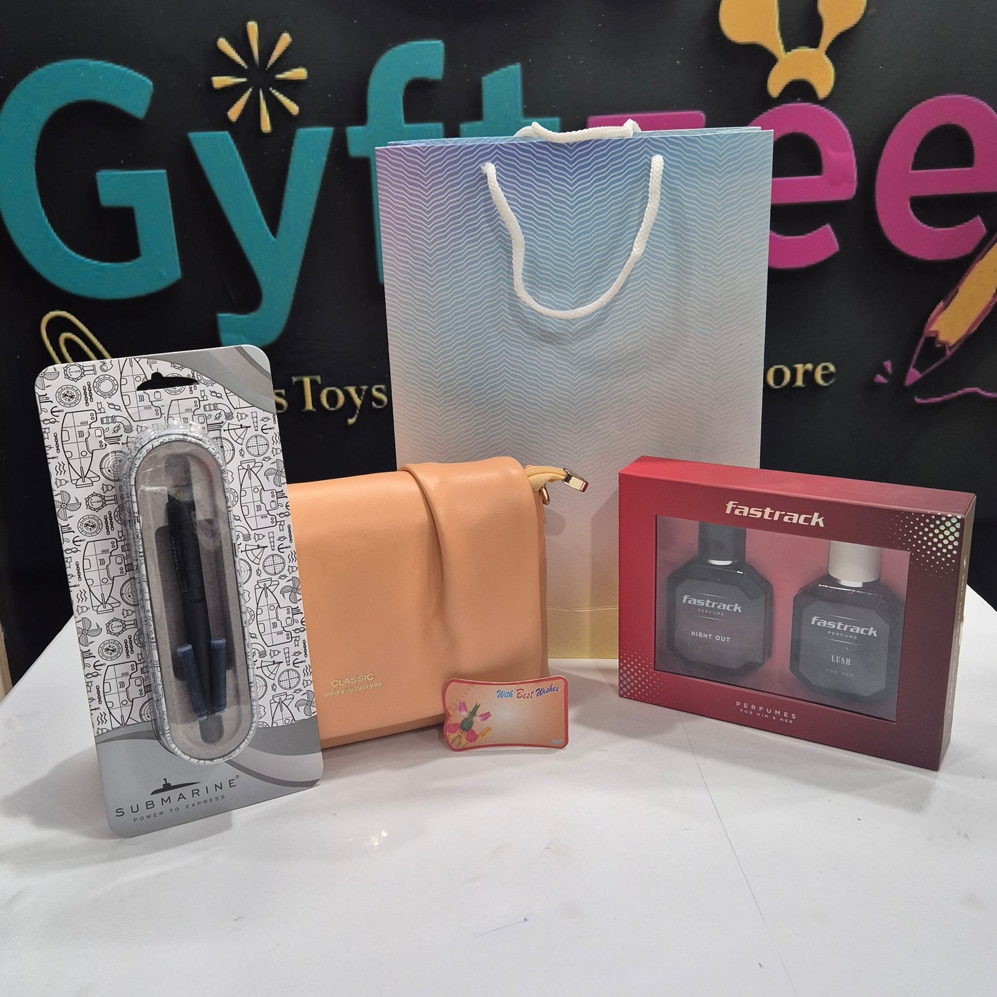 Women's Day Gift Combo – Fastrack Perfume, Submarine Pen & Trendy PU Purse | Free Gift