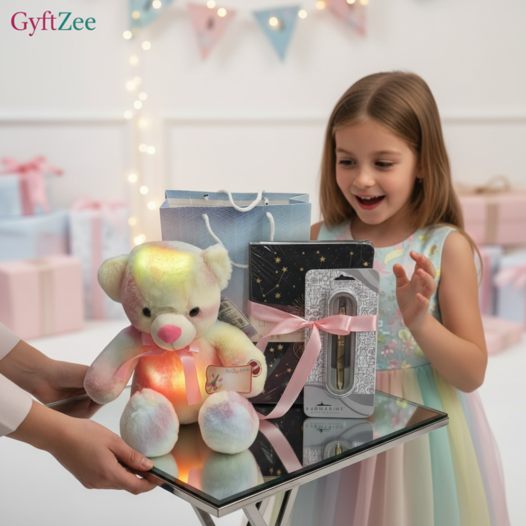 Gift 8-14 years Girl | Glow Teddy, Executive Diary, Pen & More