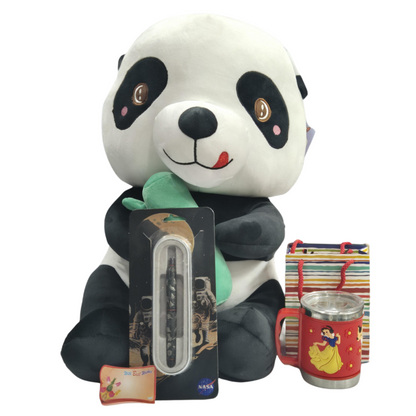 Women's Day Gift Combo – Hungry Panda Soft Toy, Submarine Pen & Mug | Free Gift