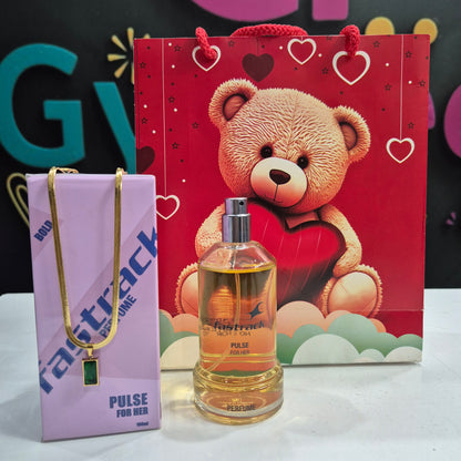 Women's Day Gift Combo – Elegant Snake Chain Jewelry & Titan Fastrack Perfume | Free Gift