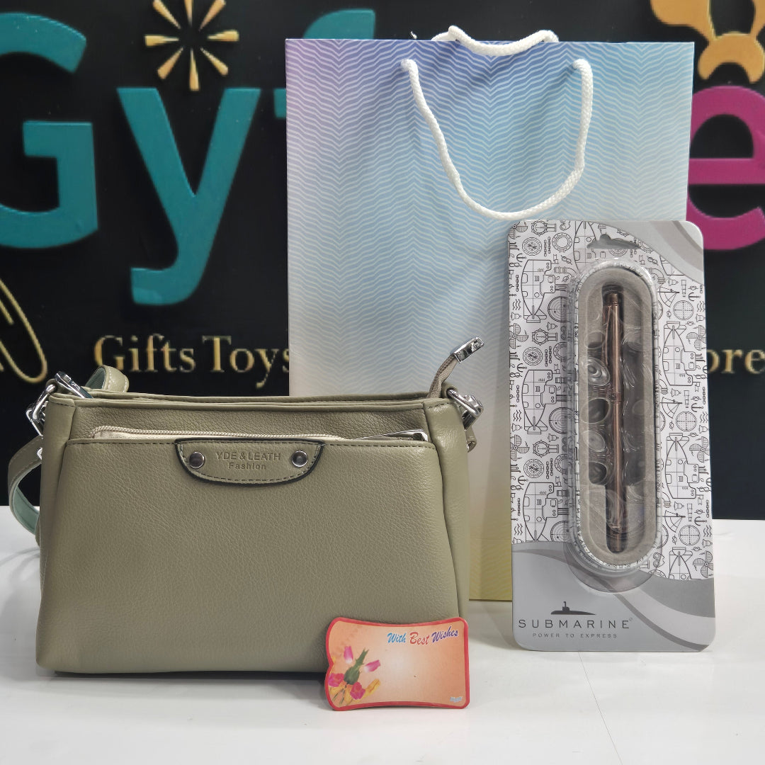 Women's Day Gift Combo – Elegant Ladies Purse, Submarine Roller Pen & Free Gift