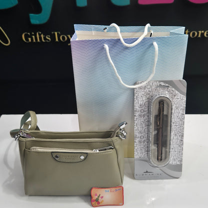 Women's Day Gift Combo – Elegant Ladies Purse, Submarine Roller Pen & Free Gift