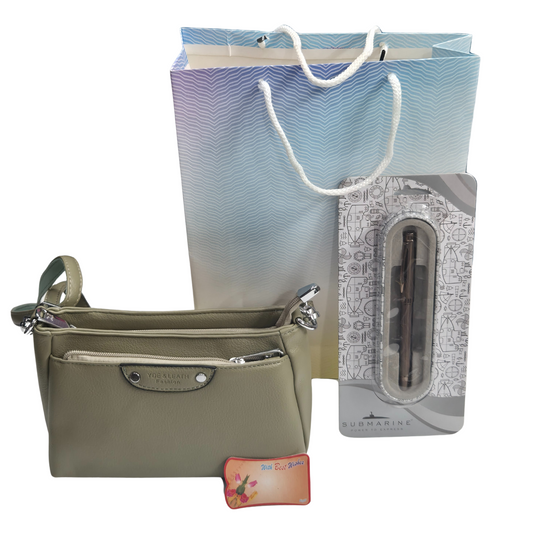 Women's Day Gift Combo – Elegant Ladies Purse, Submarine Roller Pen & Free Gift