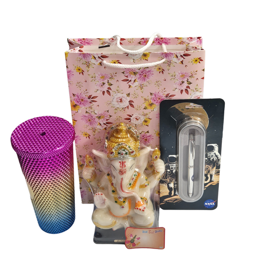 Women's Day Gift Combo – Sipper, Ganesha Statue, NASA Pen & More | Free Gift