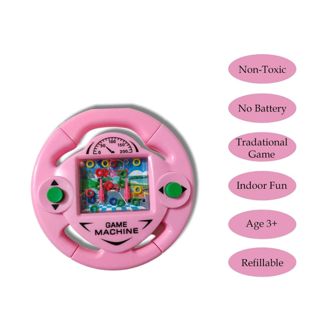 (Random Color, 1 pcs) Handheld Water Ring Game Steering Shape – 2 Push Button Fun Toy for Kids