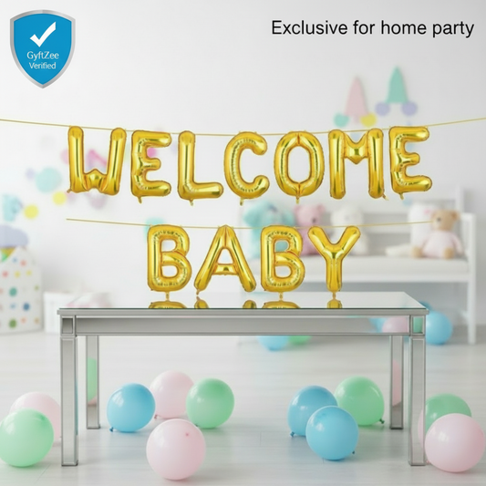 Welcome Baby Banner Golden for Boy Girl | Party Home Decoration