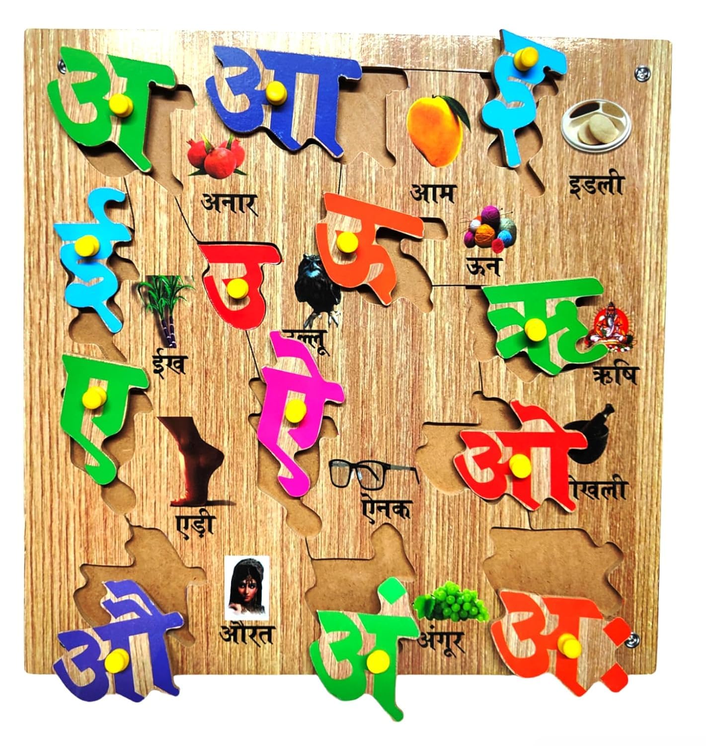 Wooden Hindi Swar Puzzle – Educational Toy for Kids (2-5 Years)