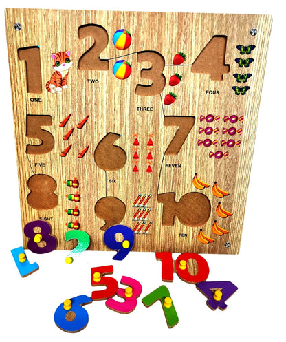 Wooden Number Puzzle Board – Educational Toy for Kids (2-5 Years)