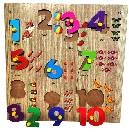 Wooden Number Puzzle Board – Educational Toy for Kids (2-5 Years)