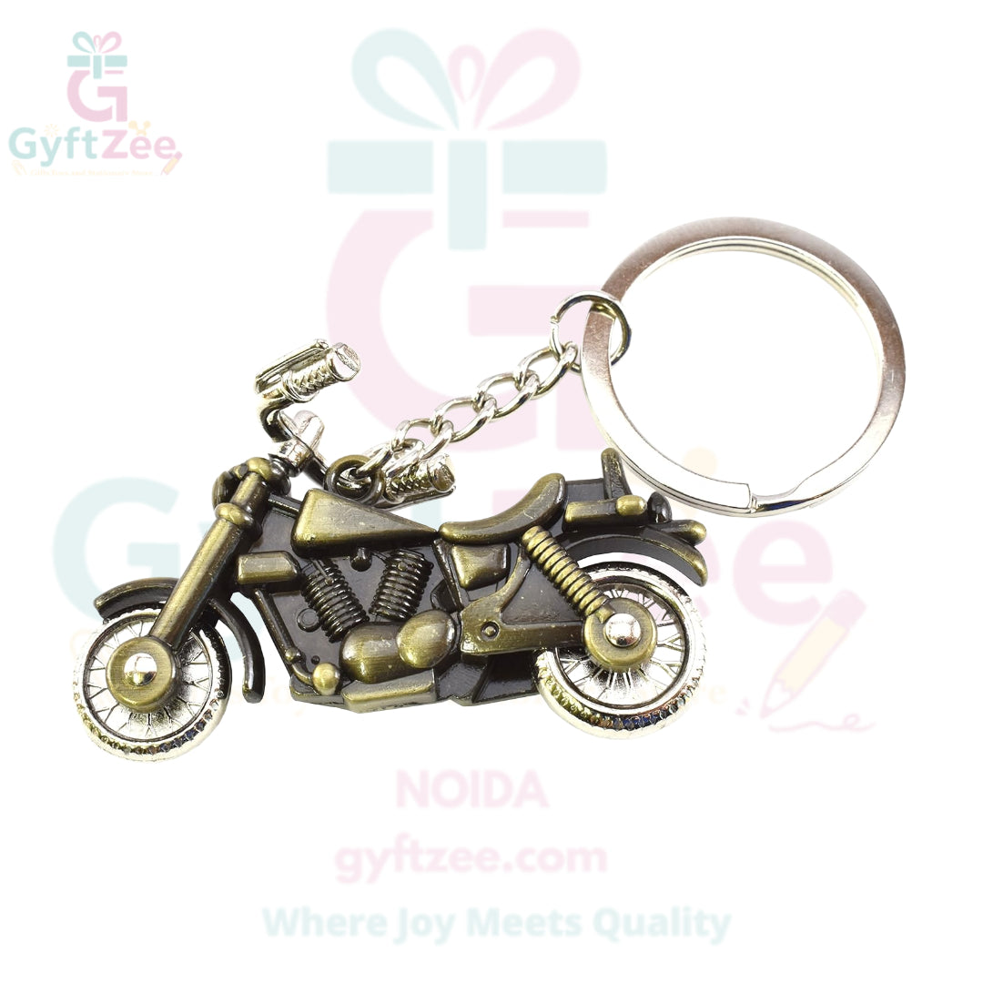 Copper Royal Bullet Bike Keychain | Premium Metal Keyring for Riders