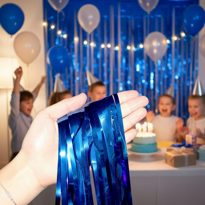 Blue Color Foil Fringe Curtain – 3x6 ft for Birthday & Decoration (1 Piece)
