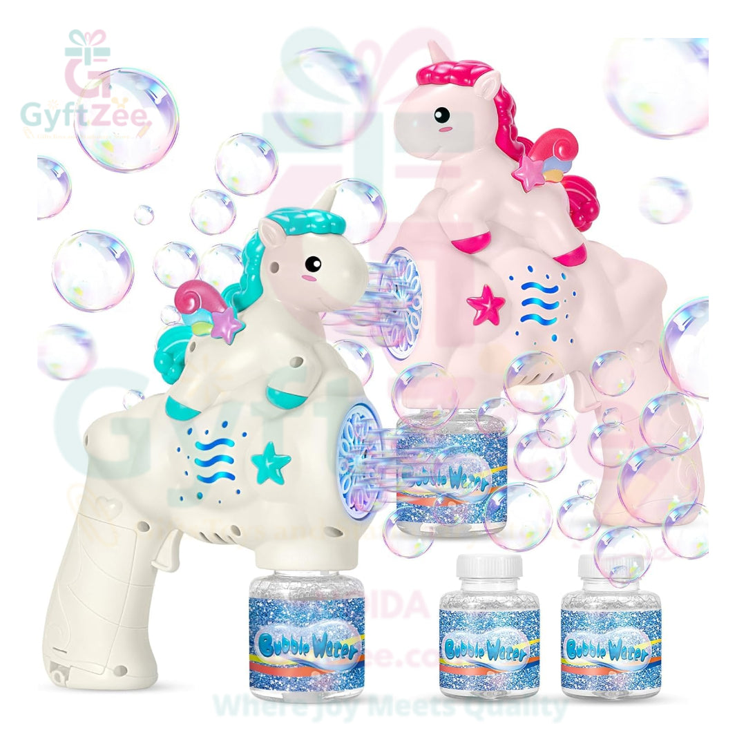(1 pcs, random color) Unicorn Bubble Gun With 1 Bottle Bubble Refill Solution