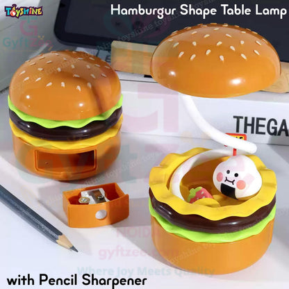 Kids Burger Lamp with Pencil Sharpener | Rechargeable LED Light for Study & Decor