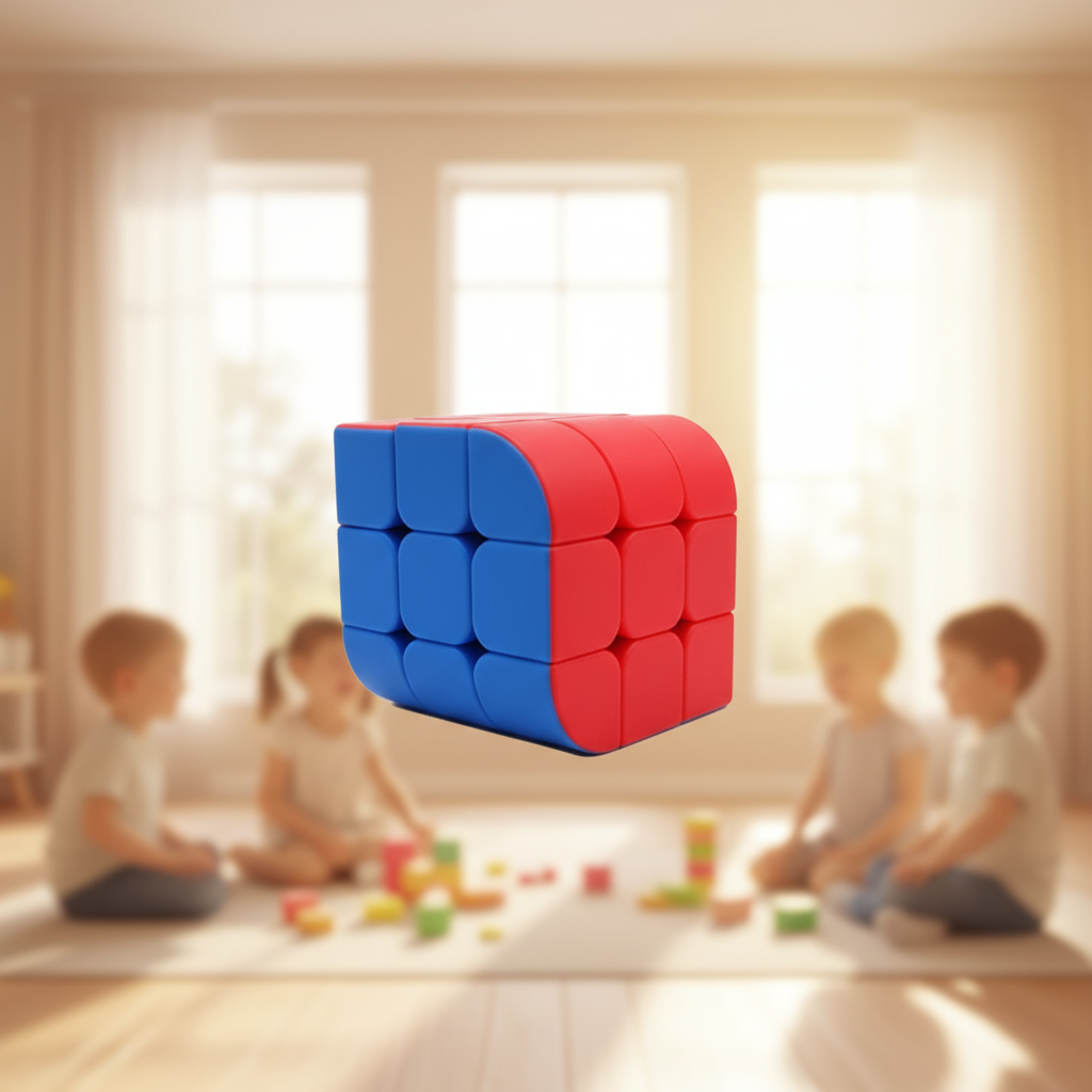 [1 pcs] Cube 3*3 Spinner – Rubik's Cube with Curved Design for Kids
