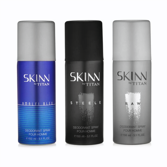 Skinn By Titan Premium Combo of Country Road, Mediterranean Grove, Forest Rouge Deodorant Spray Premium Range For Him (Pack Of 3 - 150ml Each)