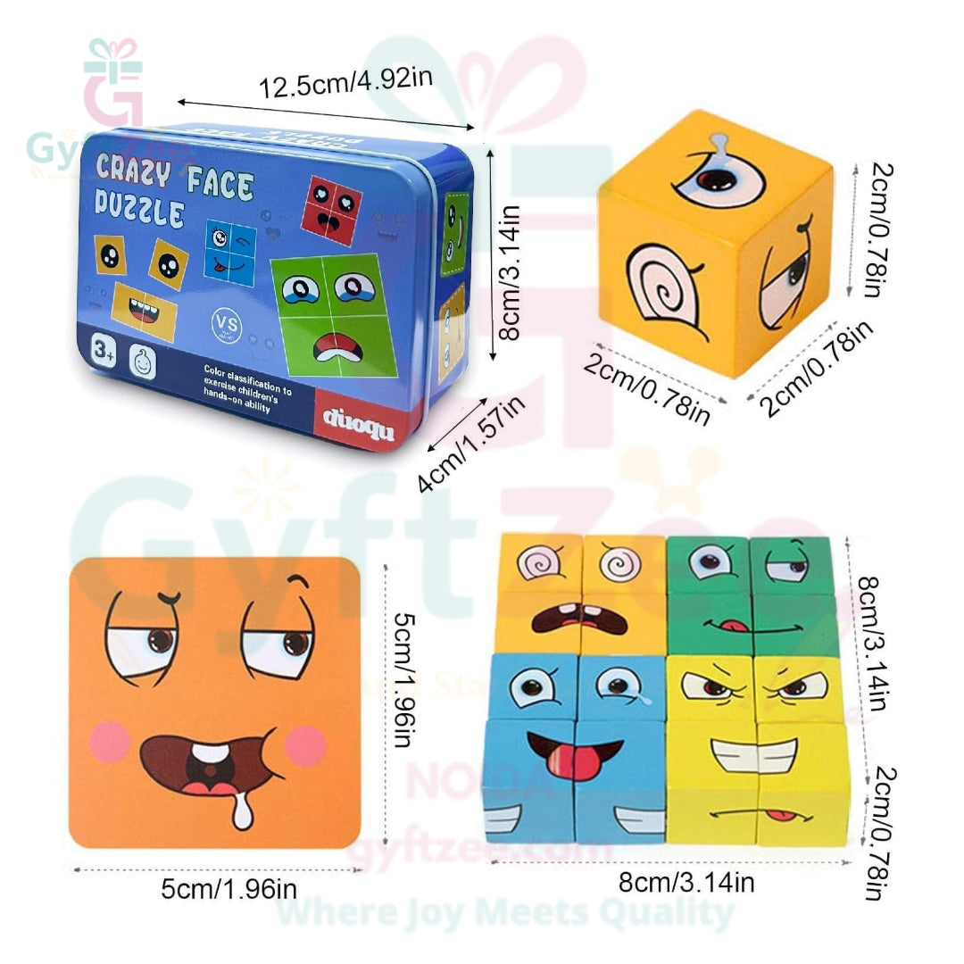 Emoji Face Changing Puzzle Game | 16 Face Blocks & 72 Cards | Educational
