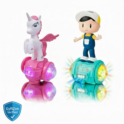 [Pack of 2 - Twins, Random Colors] Fashion Horse & Boy Musical Toy – Rotating Dancing | Lights & Sound