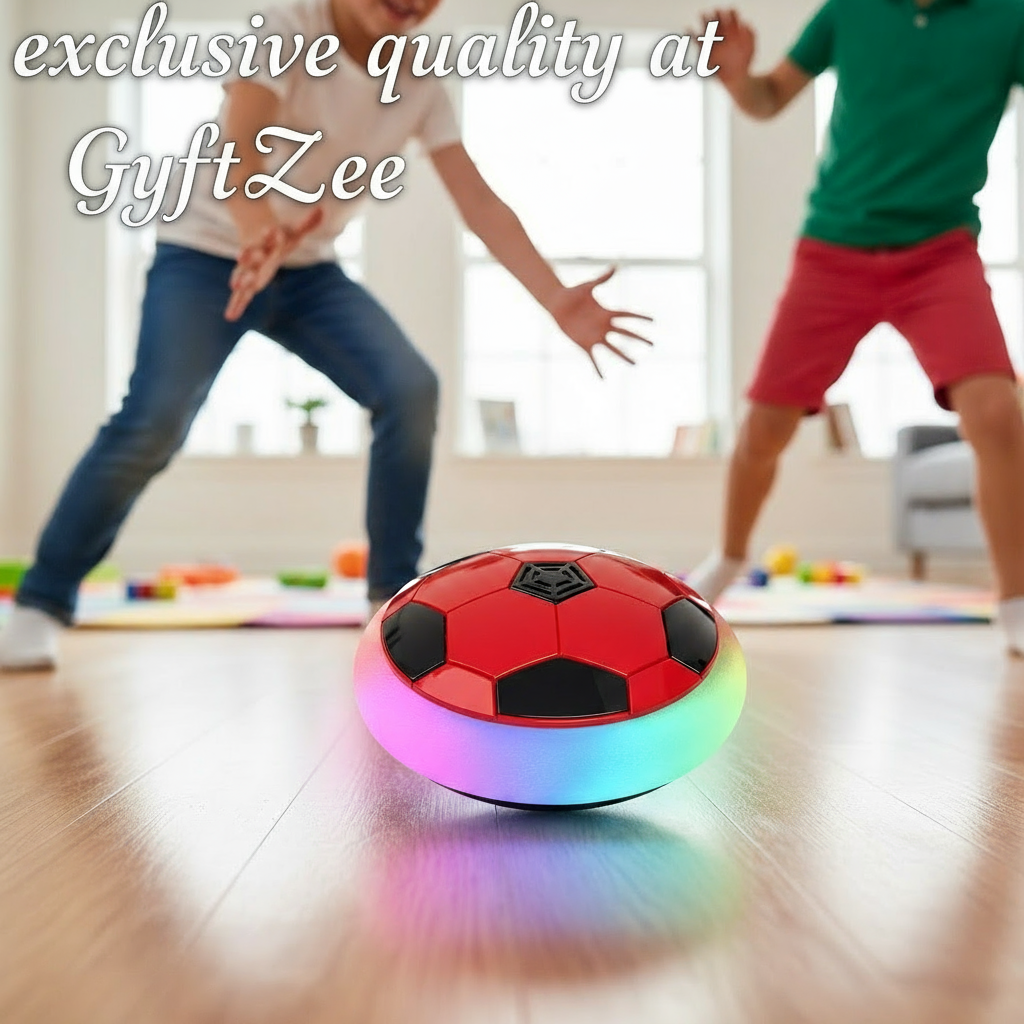 Children playing with a colorful LED悬浮足球 indoors.