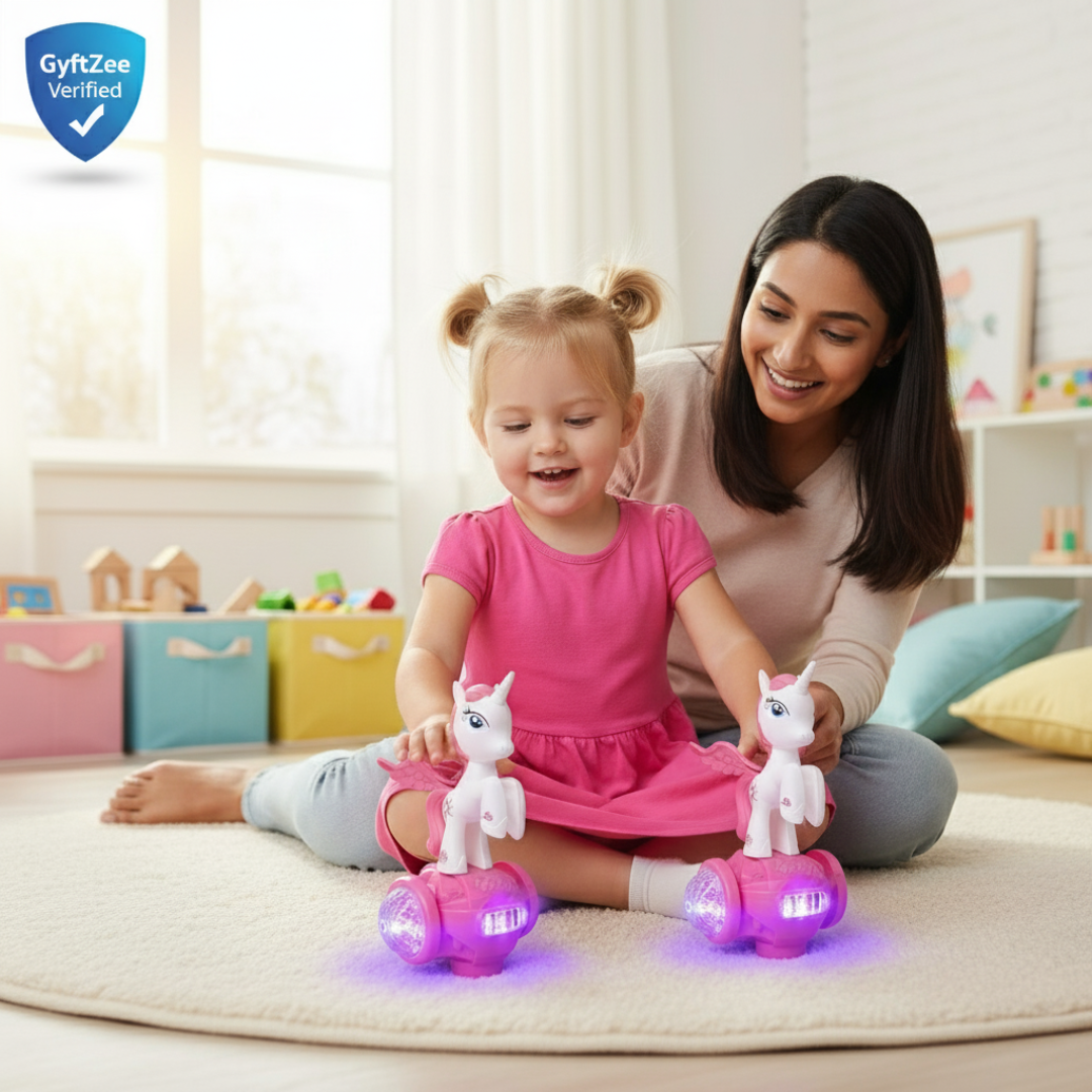 [Pack of 2 - Twins, Random Colors] Lovely Horse Hover Unicorn | 5D Light & Music