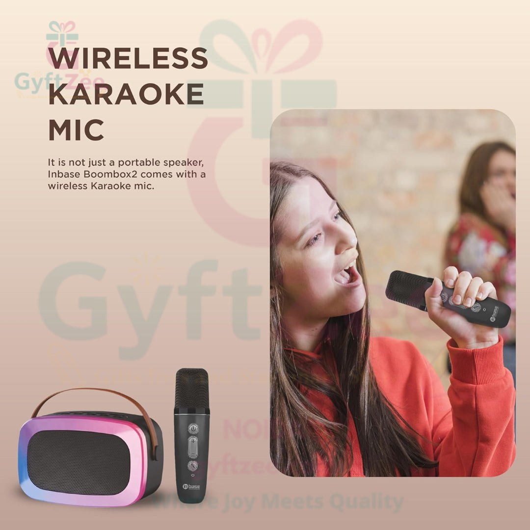 (Random Color) Portable Wireless Bluetooth Karaoke System | 2 Mics & LED Lights