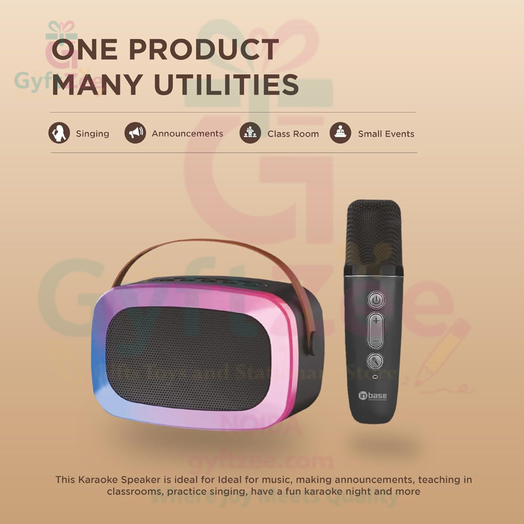 (Random Color) Portable Wireless Bluetooth Karaoke System | 2 Mics & LED Lights