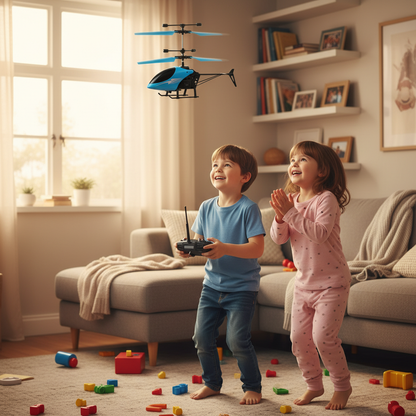 Kids Playing with RC Helicopter