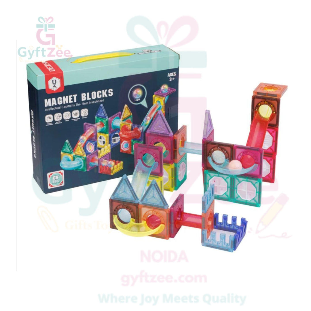 (46 Piece) Light Magnetic Tiles – 3D Educational Building Blocks for Kids