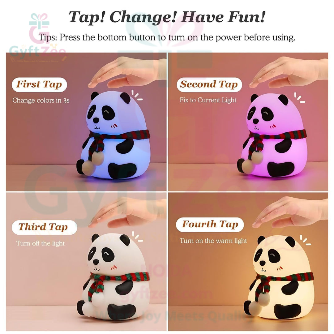 [Random Color] Panda Night Lamp | Soft Silicone LED Light for Bedroom & Gift
