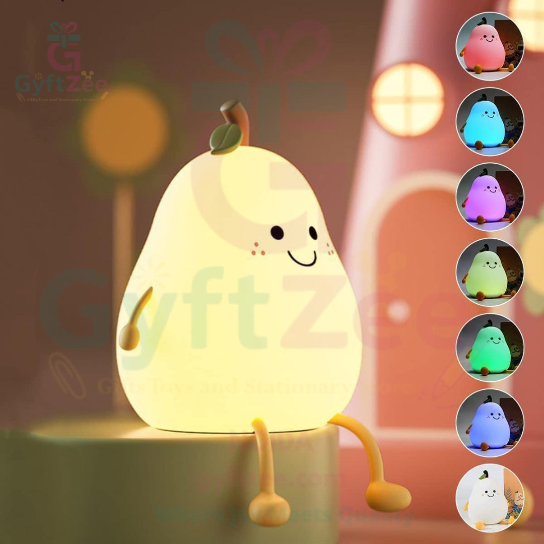 [Random Color] Silicone Pear Night Lamp | Touch-Control LED Light for Kids & Baby Gift