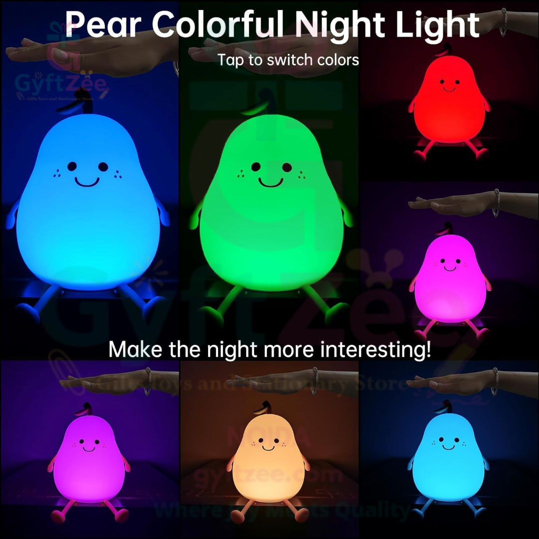 [Random Color] Silicone Pear Night Lamp | Touch-Control LED Light for Kids & Baby Gift