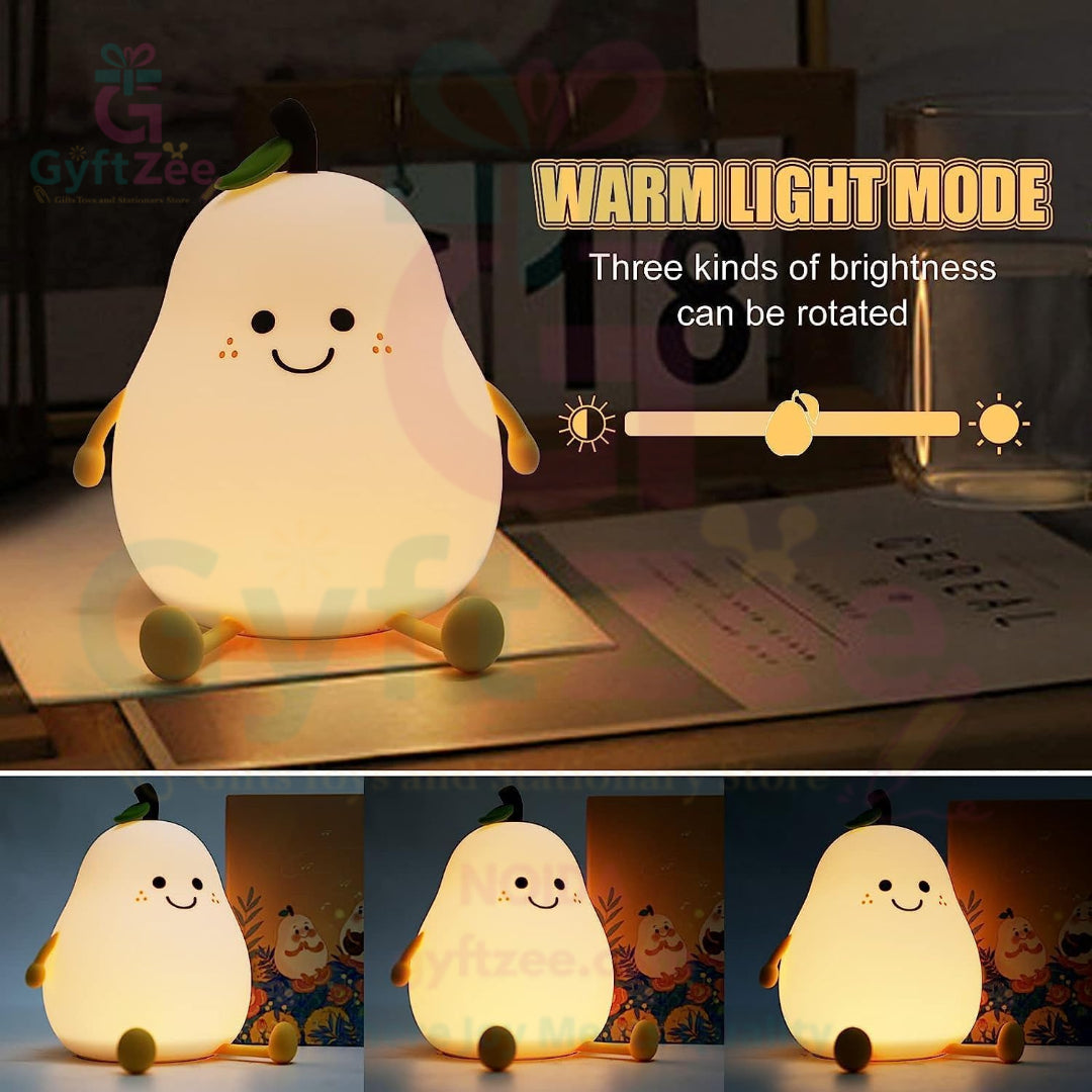 [Random Color] Silicone Pear Night Lamp | Touch-Control LED Light for Kids & Baby Gift
