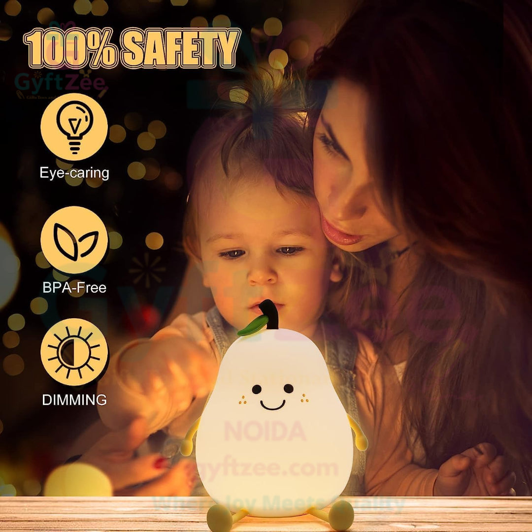 [Random Color] Silicone Pear Night Lamp | Touch-Control LED Light for Kids & Baby Gift