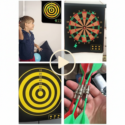 Magnetic Dart Board | 17" Double-Side | 3 Safe Darts [3+ years]
