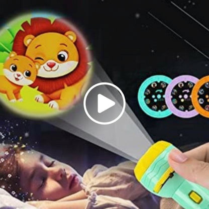[Random color] 3 slides Mini Flashlight Projector Torch for Kids - Interactive Light Show & Nightlight