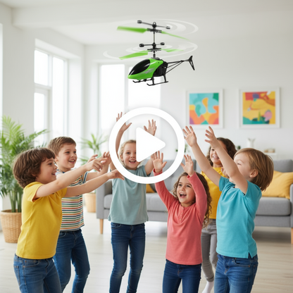 [Pack of 2 - Twins, Random Colors] Flying Hand Sensor Doll and Helicopter