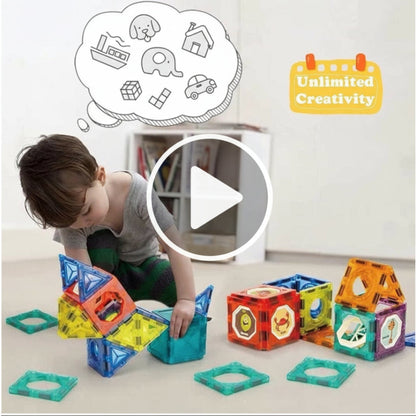 (75 Piece) Light Magnetic Tiles – 3D Educational Building Blocks