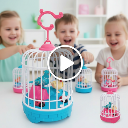 [Random design/colour] Talking Chirping Bird Toy in Hanging Cage