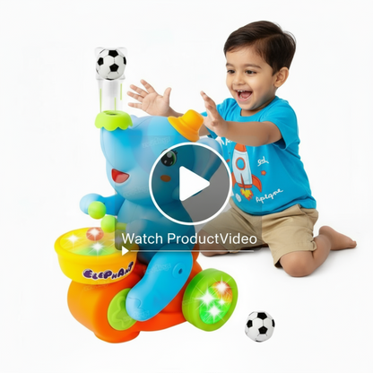 [Random Color] Musical Walking Elephant Drummer Toy Flashing Light