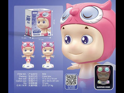 Sleeping Baby Musical Toy with Blinking Eyes, Stand & Rotating Dance Feature – Pink, Ages 3+