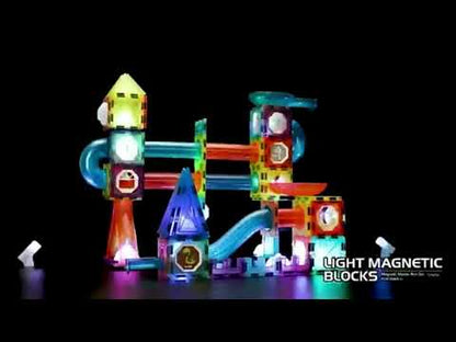 (56 Piece) Light Magnetic Tiles – 3D Educational Building Blocks for Kids
